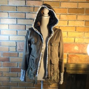 Scrapbook material zip up hoodie